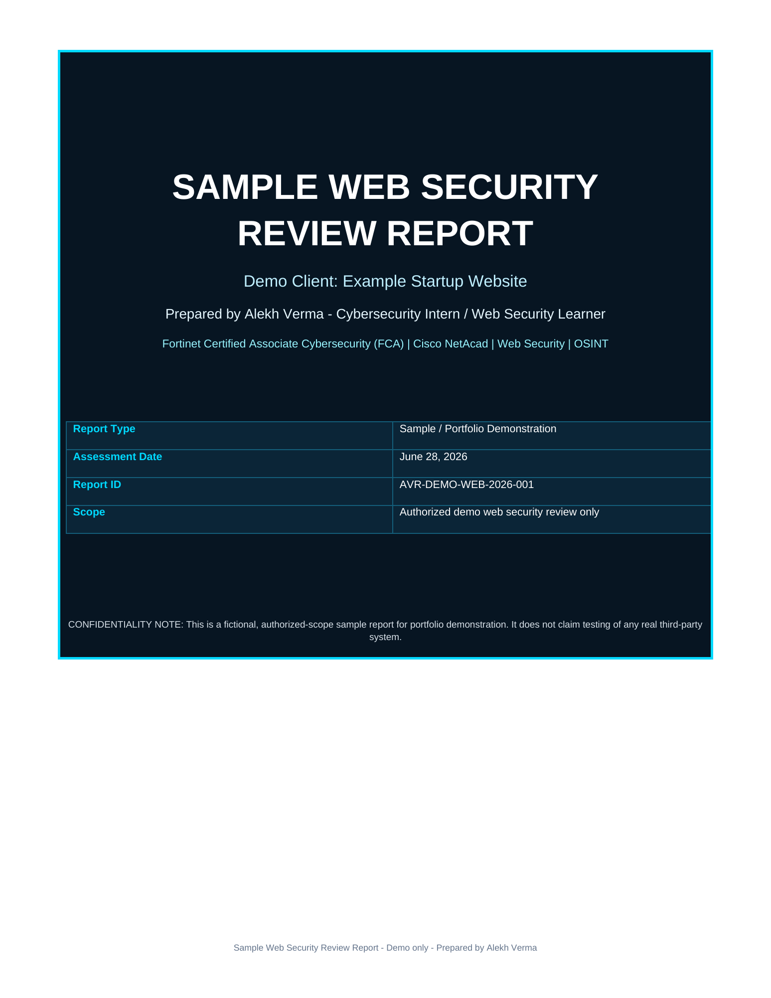Professional Web Security Review Report cover preview