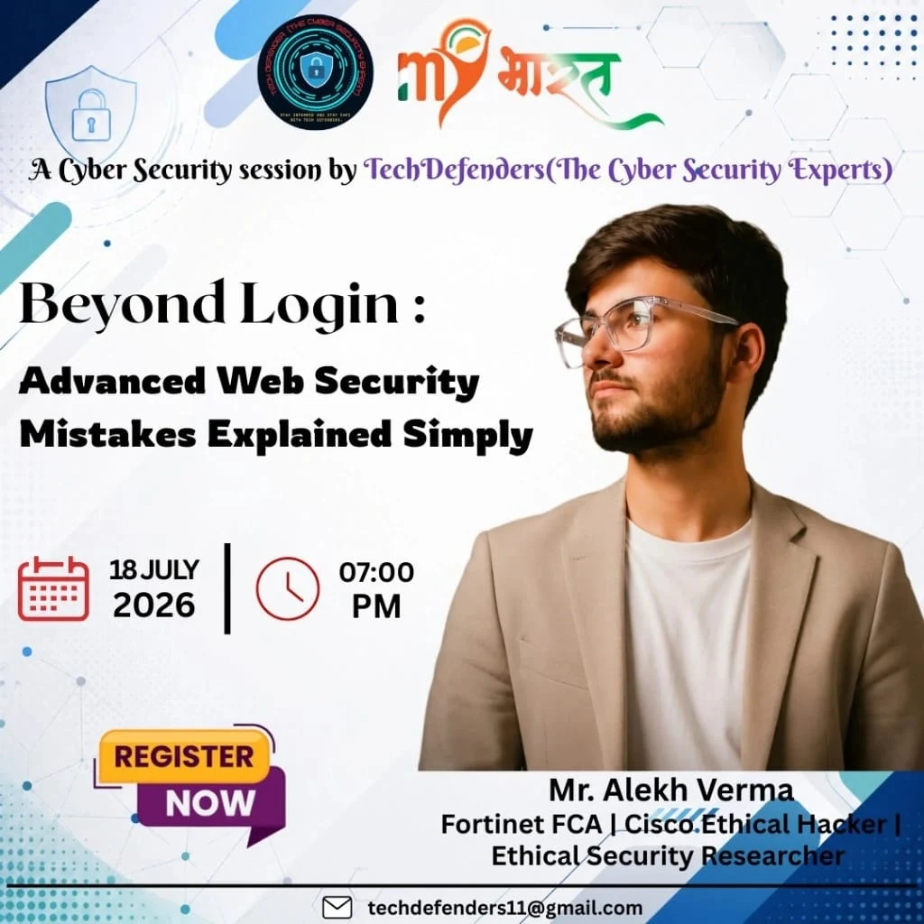 Official Beyond Login advanced web security session poster featuring Alekh Verma